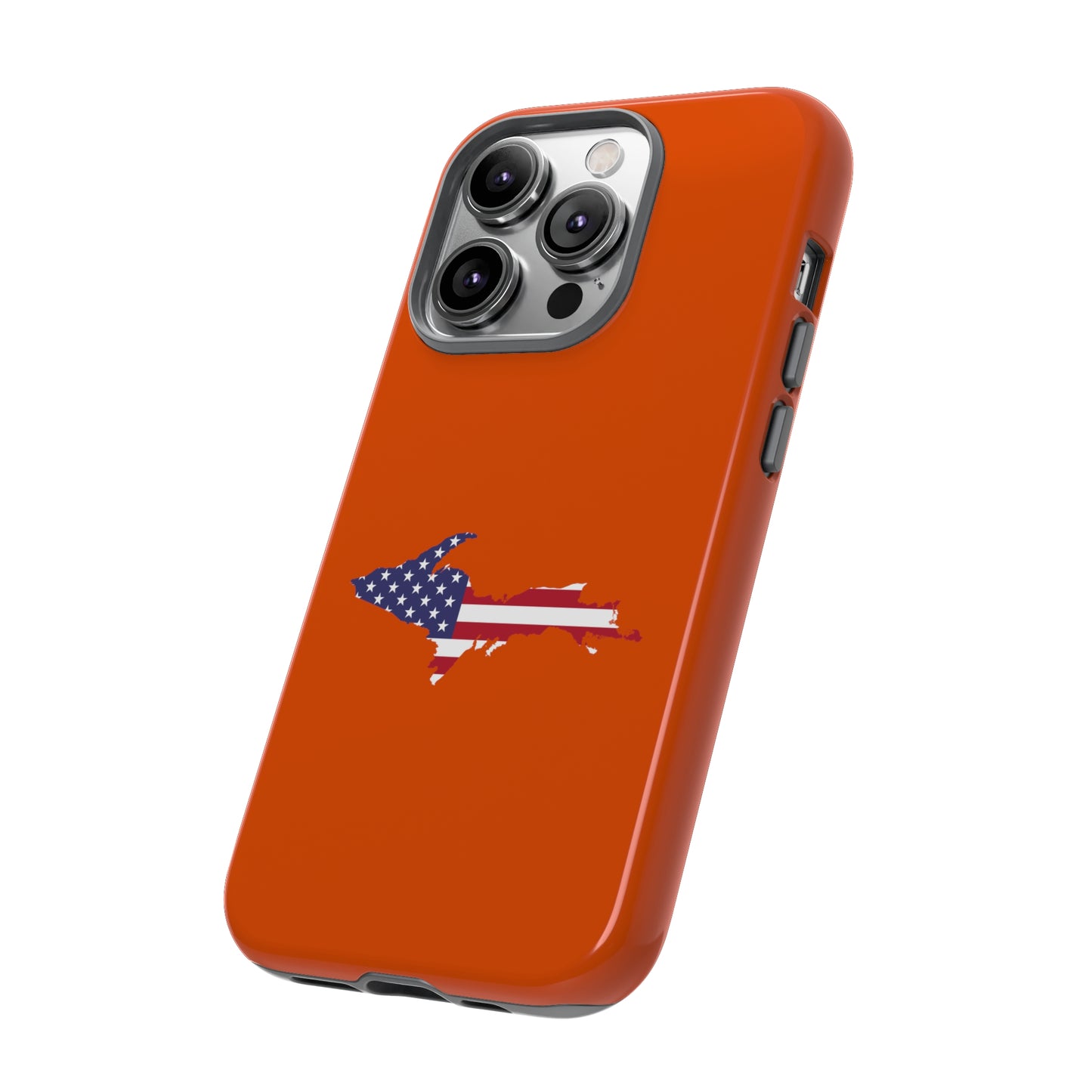 Michigan Upper Peninsula Tough Phone Case (Maple Leaf Orange w/ UP USA Outline) | Apple iPhone