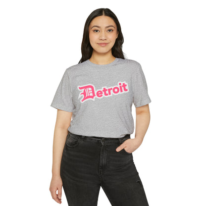 Detroit' T-Shirt (Rhodochrosite Pink Old English 'D') | Unisex Recycled Organic