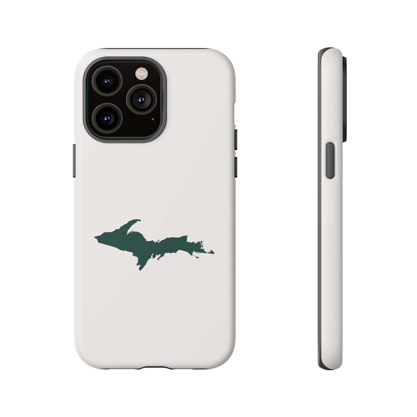 Michigan Upper Peninsula Tough Phone Case (Birch Bark White w/ Green UP Outline) | Apple iPhone