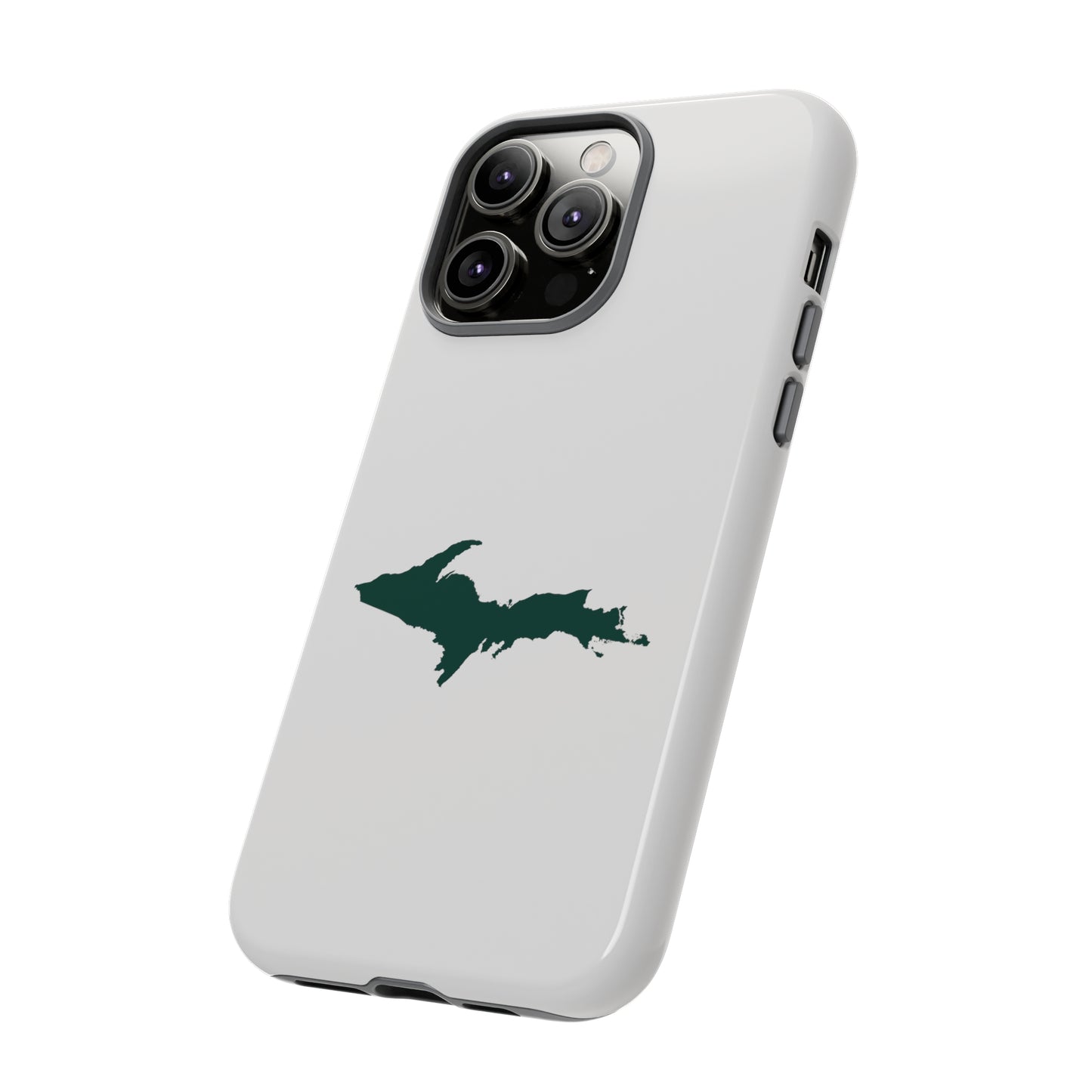 Michigan Upper Peninsula Tough Phone Case (Birch Bark White w/ Green UP Outline) | Apple iPhone