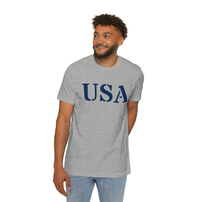 'USA' T-Shirt (Army Stencil Font) | Made in USA