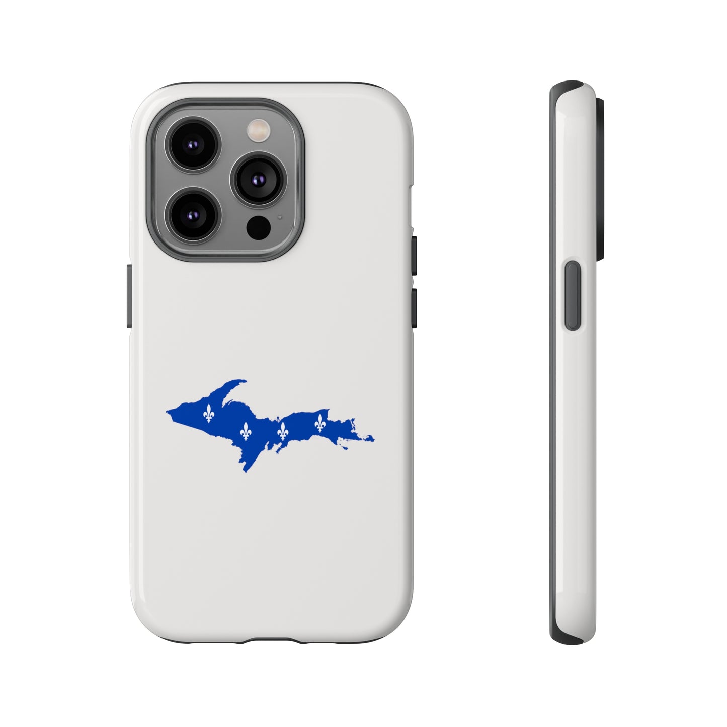 Michigan Upper Peninsula Tough Phone Case (Birch Bark White w/ UP Quebec Flag Outline) | Apple iPhone