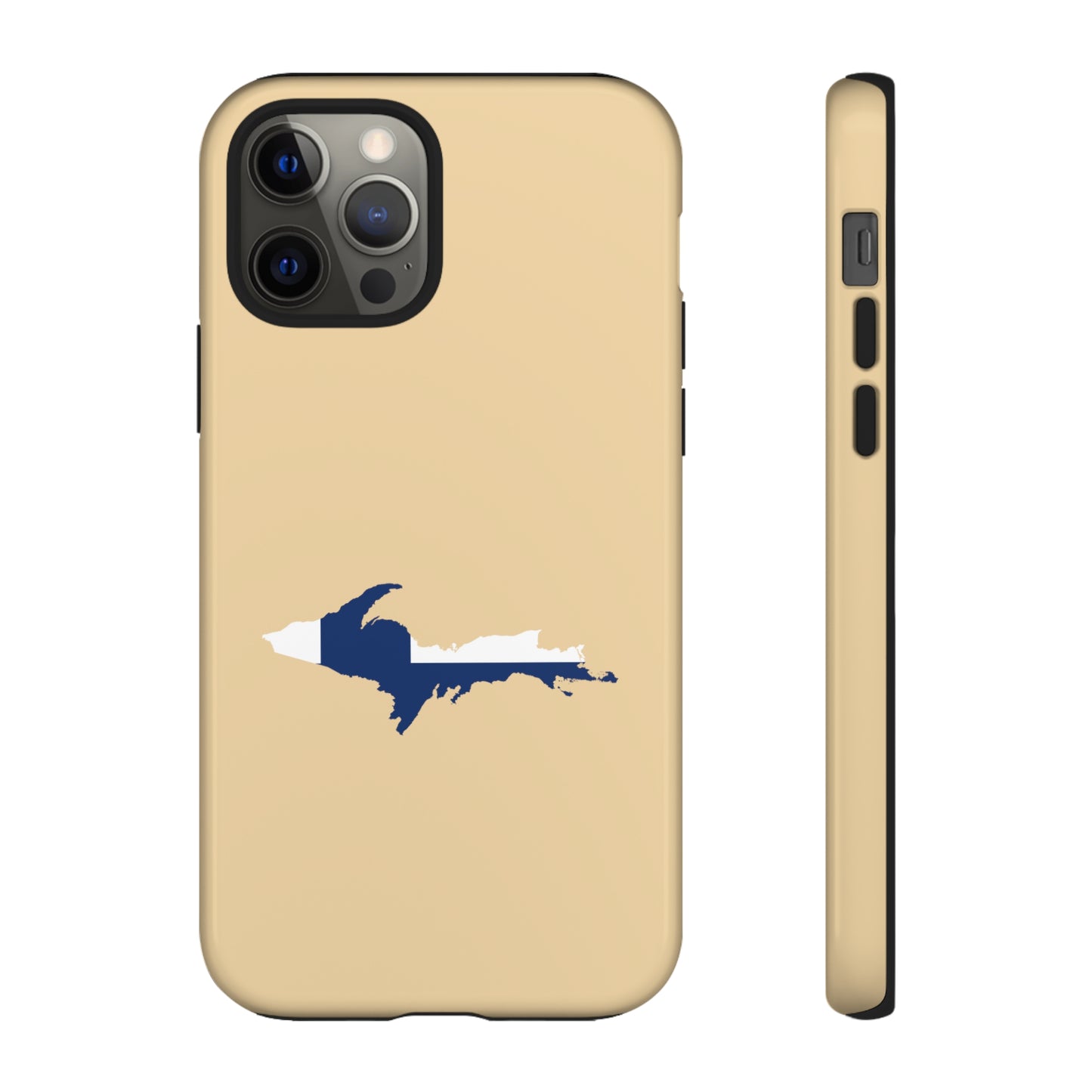 Michigan Upper Peninsula Tough Phone Case (Maple Color w/ UP Finland Flag Outline) | Apple iPhone