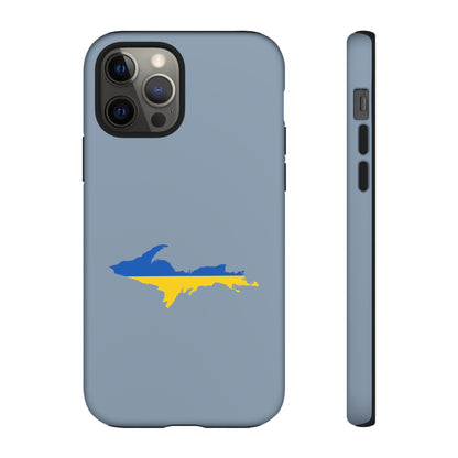 Michigan Upper Peninsula Tough Phone Case (B-24 Liberator Grey w/ UP Ukraine Flag Outline) | Apple iPhone