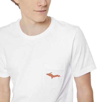 Michigan Upper Peninsula Pocket T-Shirt (w/ Copper UP Outline) | Unisex Standard