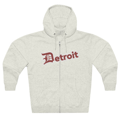 'Detroit' Hoodie (Ore Dock Red w/ Old English 'D') | Unisex Full Zip