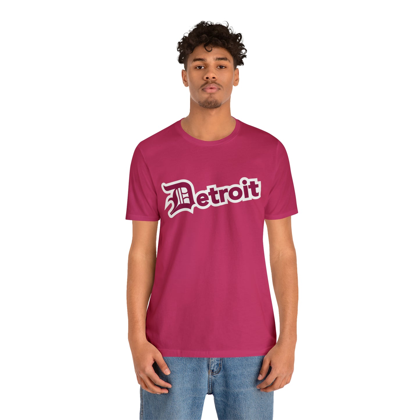 'Detroit' T-Shirt (Ruby Red w/ Old English 'D') | Unisex Standard