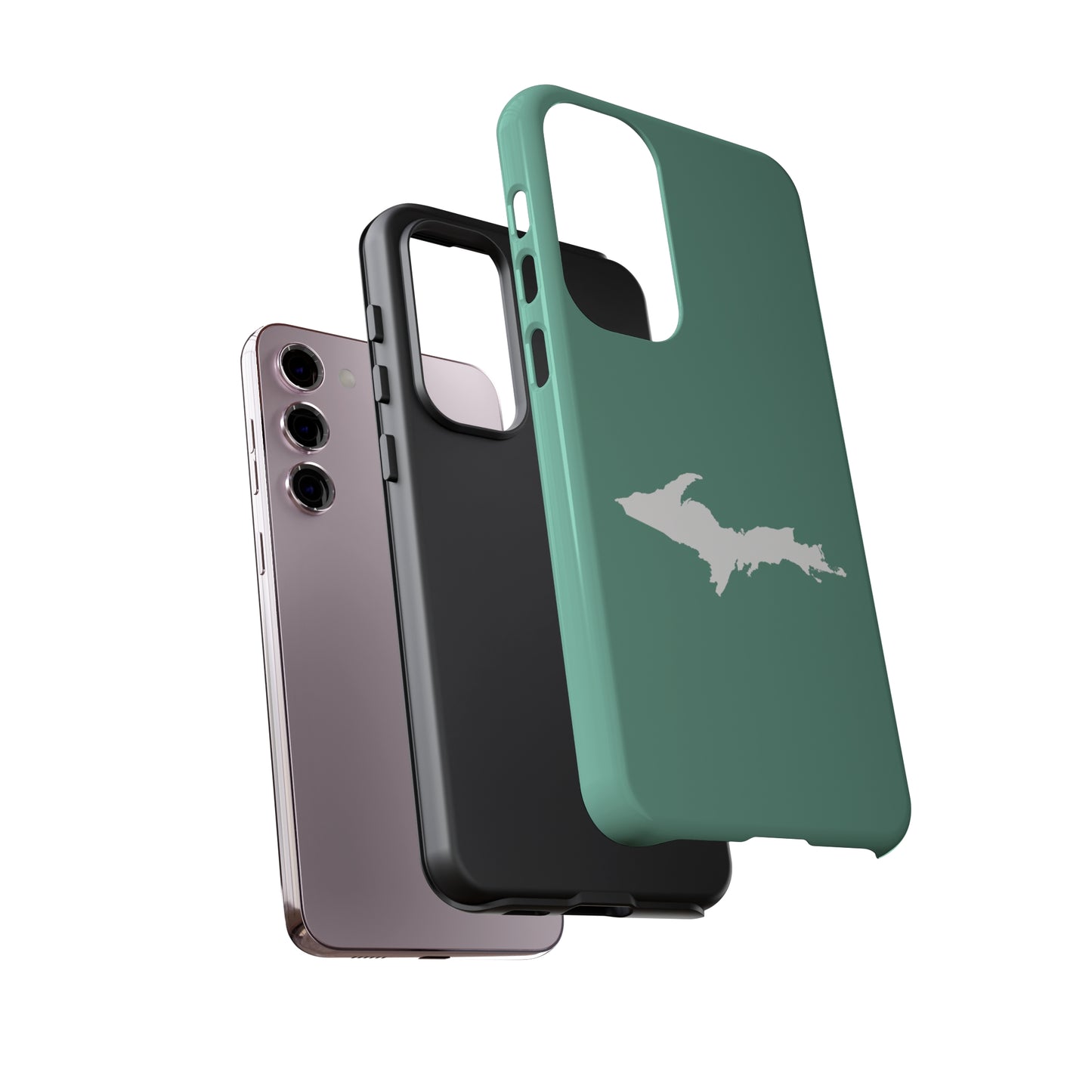 Michigan Upper Peninsula Tough Phone Case ('64 Metallic Mint Green w/ UP Outline) | Samsung & Pixel Android