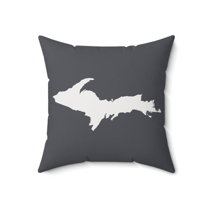 Michigan Upper Peninsula Accent Pillow (w/ UP Outline) | Iron Ore Grey