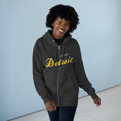 Detroit EST 1701' Hoodie (Gold/Navy Script Font) | Unisex Full Zip