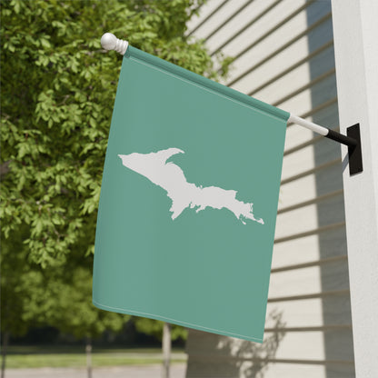 Michigan Upper Peninsula Home & Garden Flag (w/ UP Outline) | Metallic Mint Green