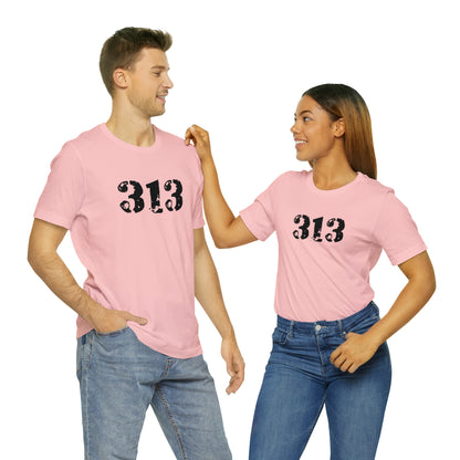 Detroit '313' T-Shirt (Distressed Stencil Font) | Unisex Standard Fit