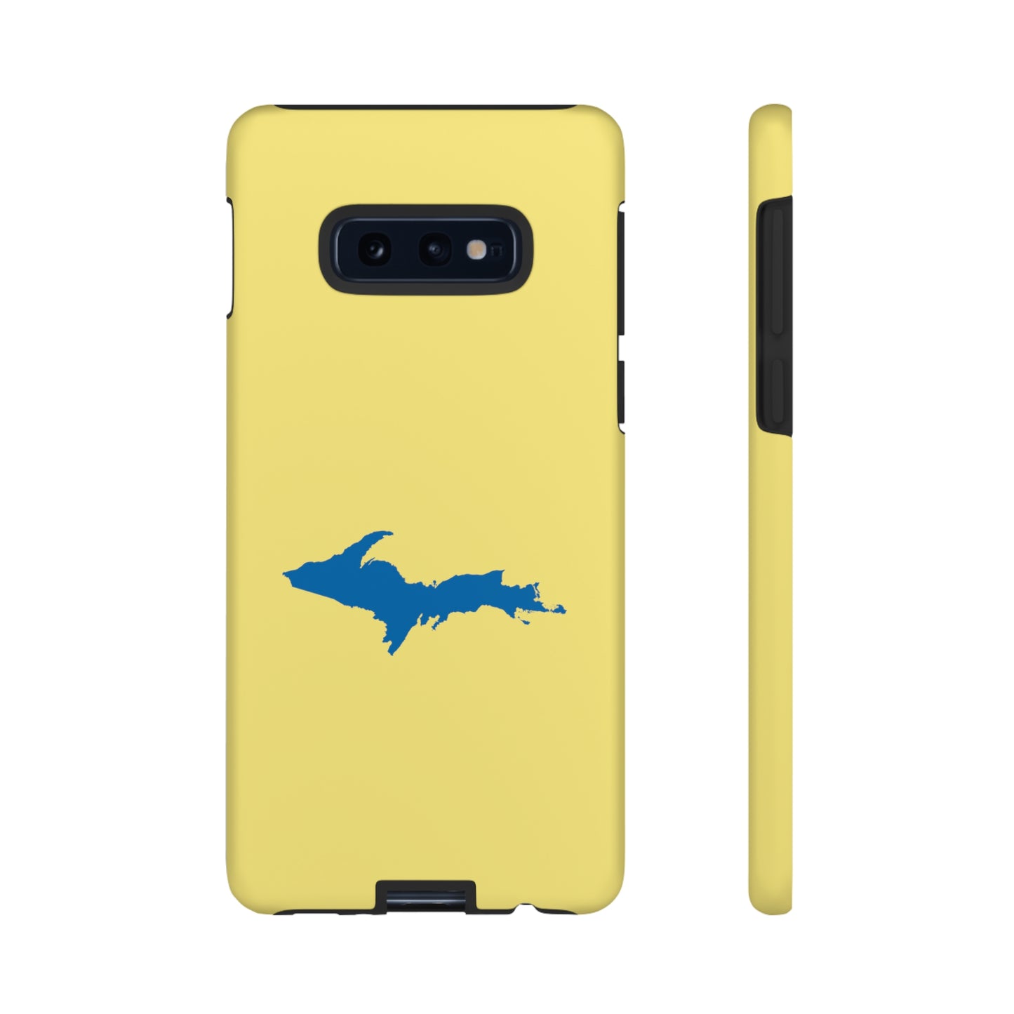 Michigan Upper Peninsula Tough Phone Case (Yellow Cherry w/ Azure UP Outline) | Samsung & Pixel Android