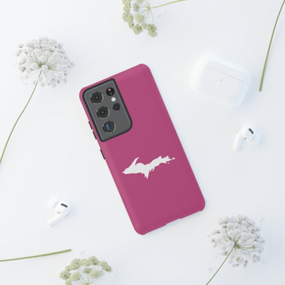 Michigan Upper Peninsula Tough Phone Case (Apple Blossom Pink w/ UP Outline) | Samsung & Pixel Android