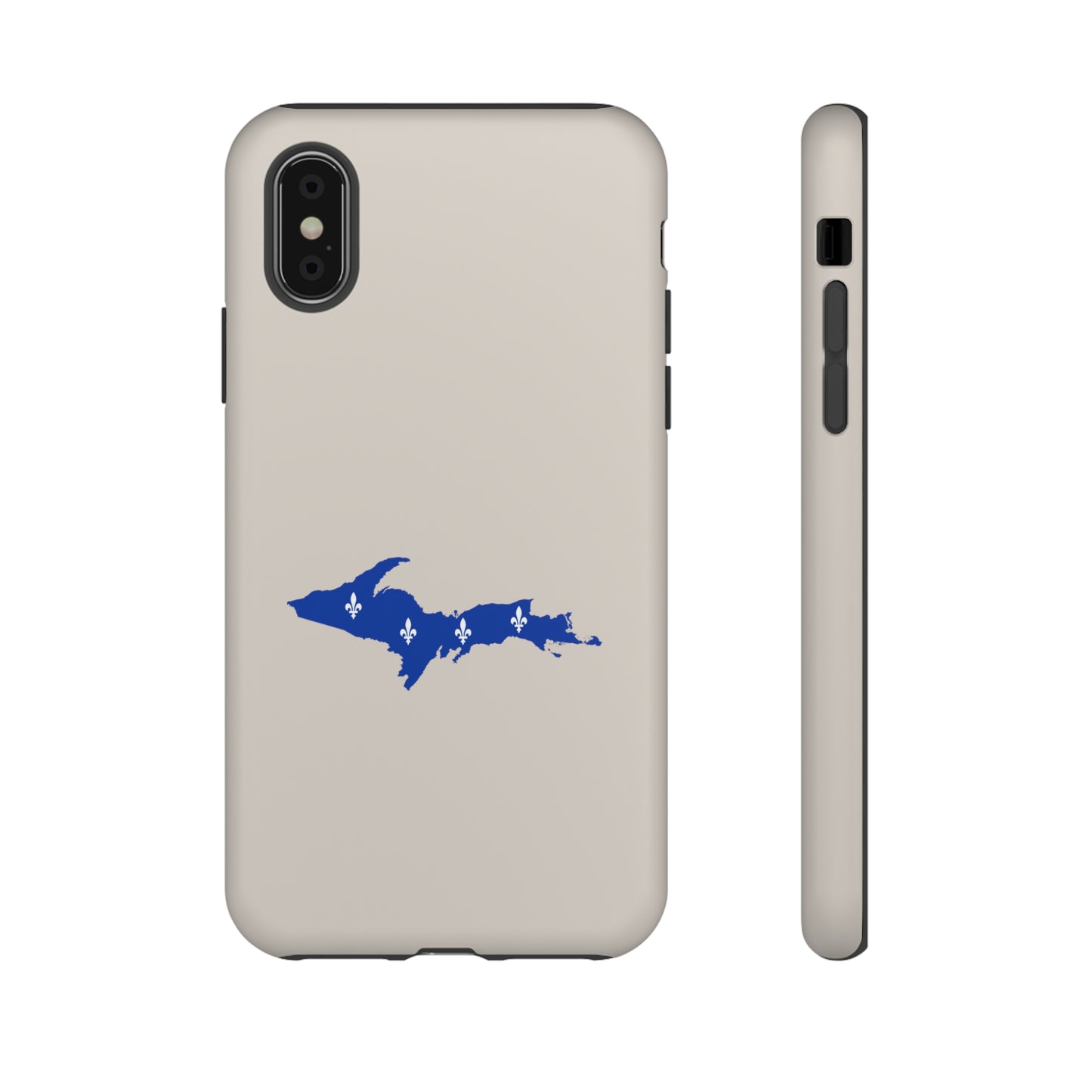 Michigan Upper Peninsula Tough Phone Case (Canvas Color w/ UP Quebec Flag Outline) | Apple iPhone