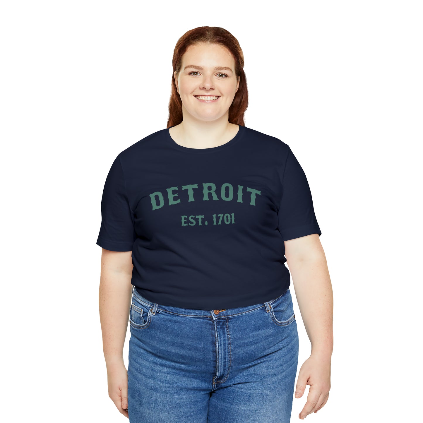 'Detroit EST. 1701' T-Shirt (Copper Green Ballpark Font) | Unisex Standard