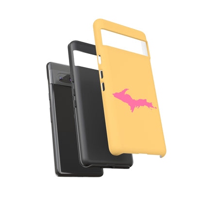 Michigan Upper Peninsula Tough Phone Case (Citrine w/ Pink UP Outline) | Samsung & Pixel Android