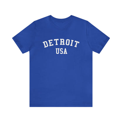 'Detroit USA' T-Shirt (Collegiate Font) | Unisex Standard