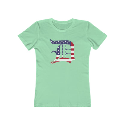 Detroit 'Old English D' T-Shirt (Patriotic Edition) | Women's Boyfriend Cut