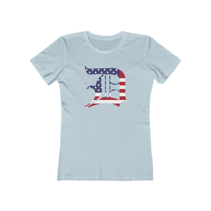 Detroit 'Old English D' T-Shirt (Patriotic Edition) | Women's Boyfriend Cut