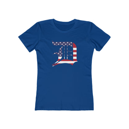 Detroit 'Old English D' T-Shirt (Patriotic Edition) | Women's Boyfriend Cut