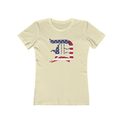 Detroit 'Old English D' T-Shirt (Patriotic Edition) | Women's Boyfriend Cut