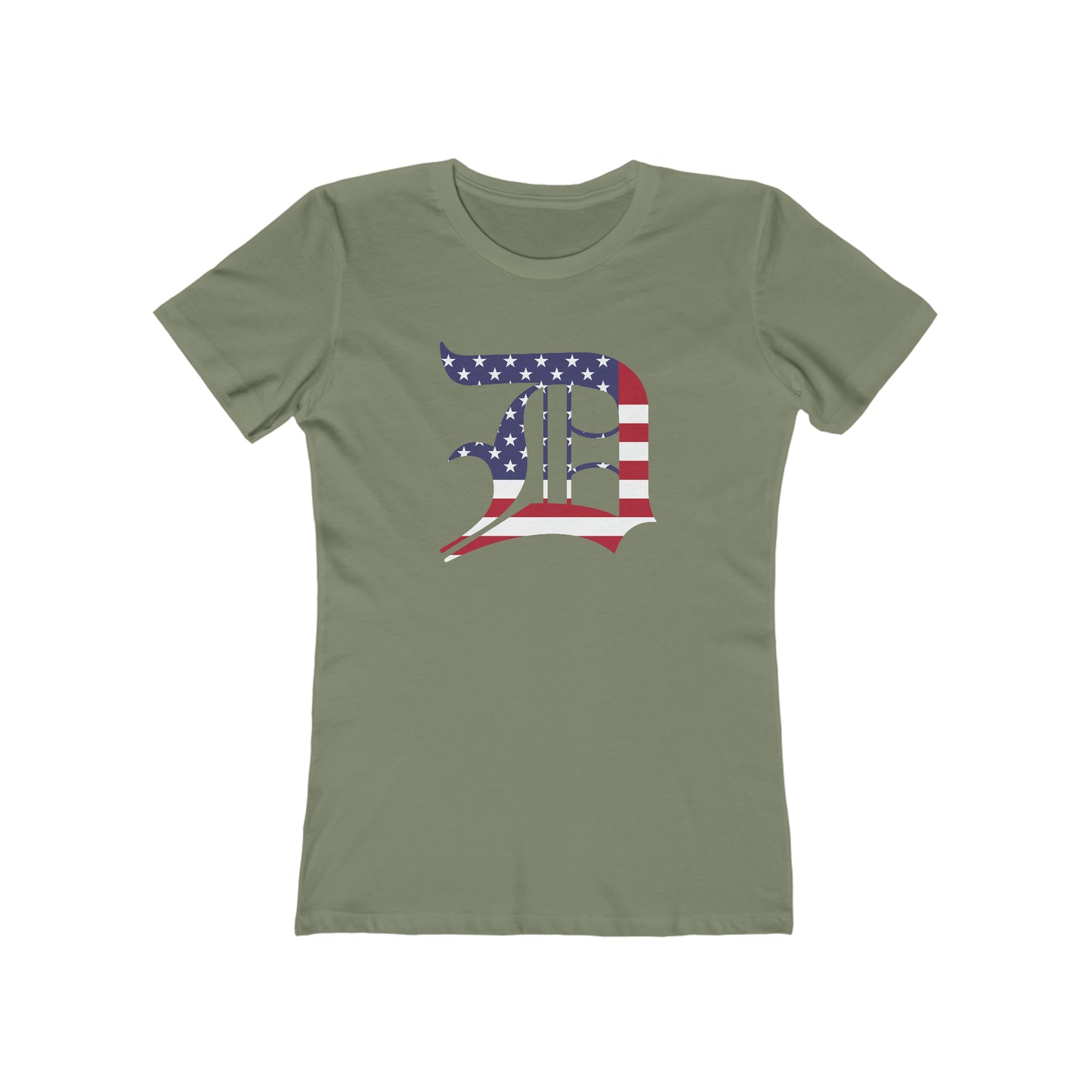 Detroit 'Old English D' T-Shirt (Patriotic Edition) | Women's Boyfriend Cut