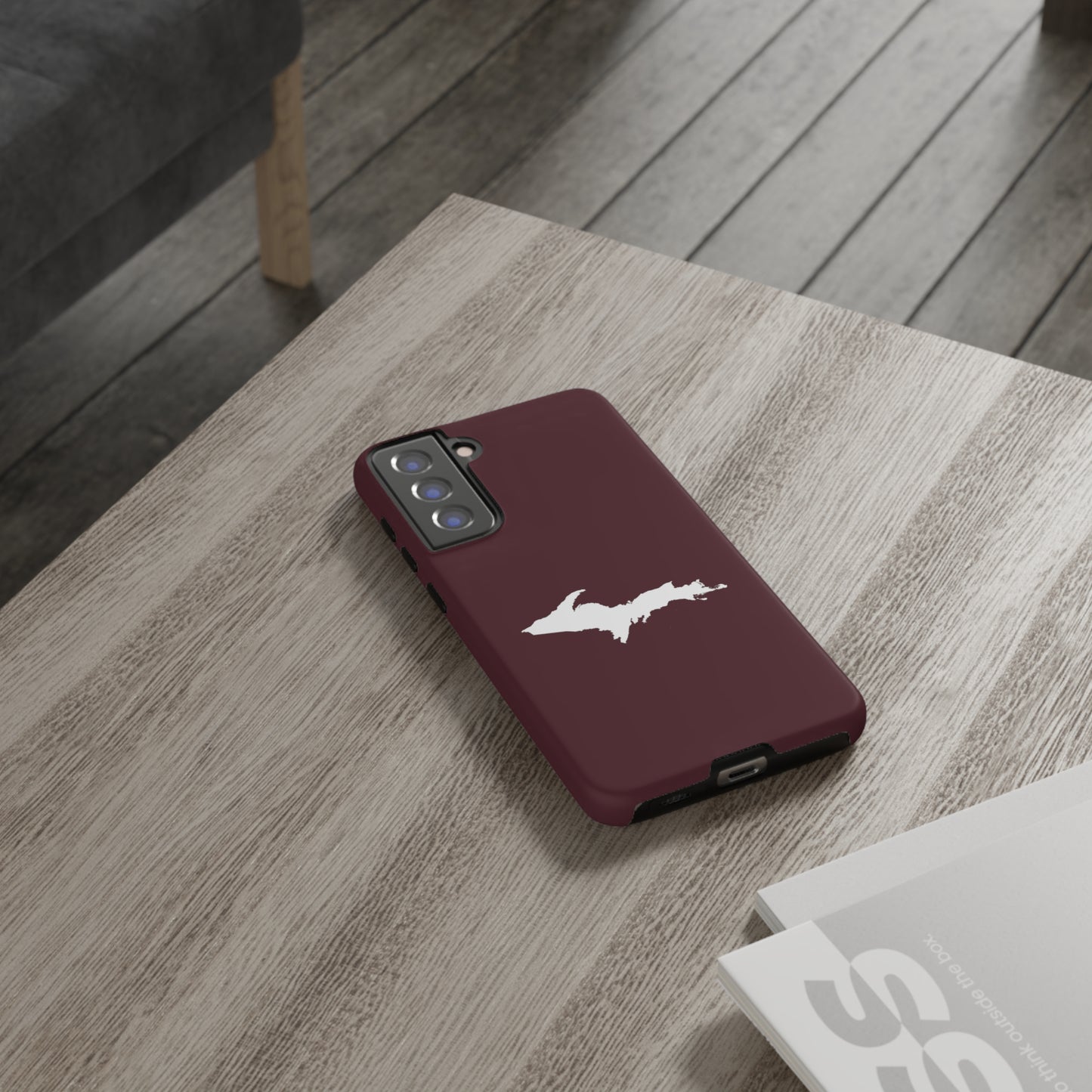 Michigan Upper Peninsula Tough Phone Case (Pinot Red w/ UP Outline) | Samsung & Pixel Android