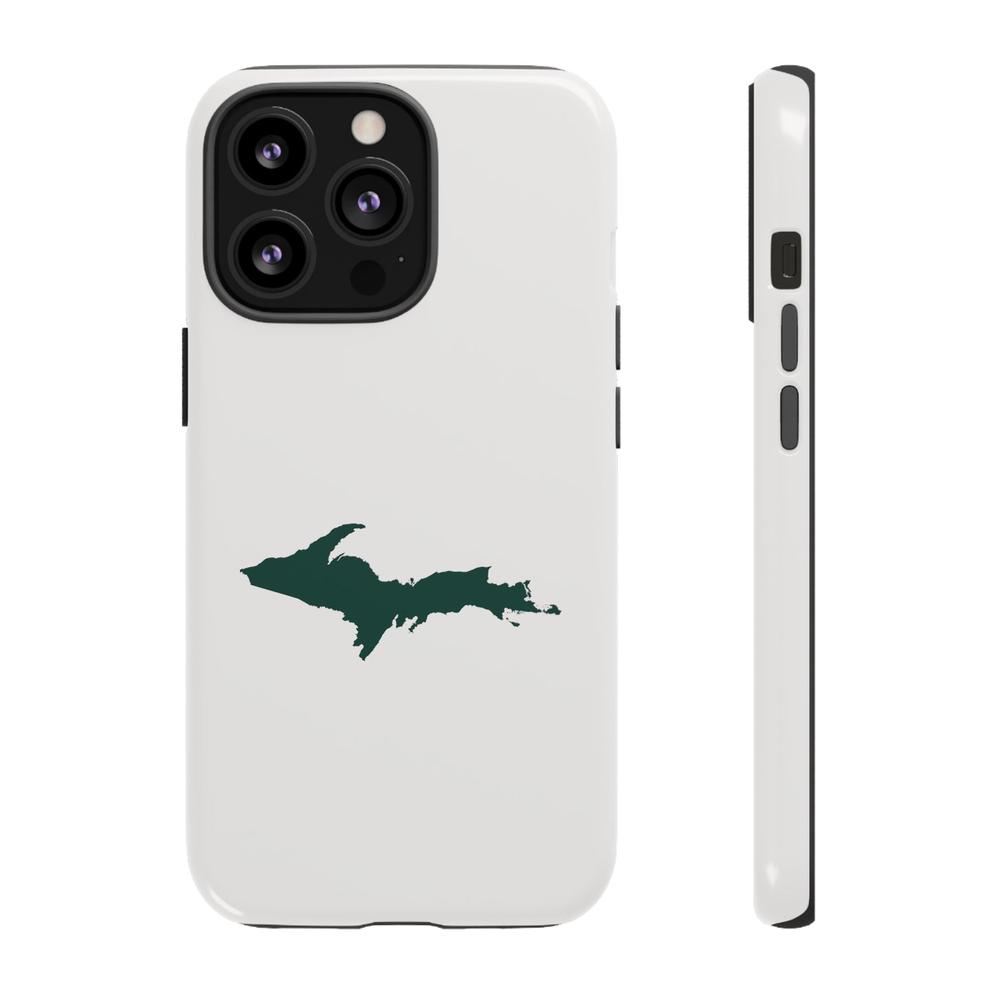 Michigan Upper Peninsula Tough Phone Case (Birch Bark White w/ Green UP Outline) | Apple iPhone