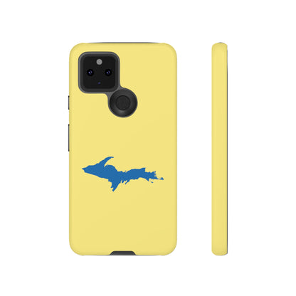 Michigan Upper Peninsula Tough Phone Case (Yellow Cherry w/ Azure UP Outline) | Samsung & Pixel Android