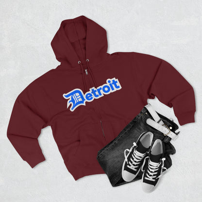 'Detroit' Hoodie (Motor Town Blue w/ Old English 'D') | Unisex Full Zip