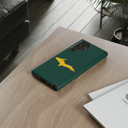 Michigan Upper Peninsula Tough Phone Case (Green w/ Gold UP Outline) | Samsung & Pixel Android