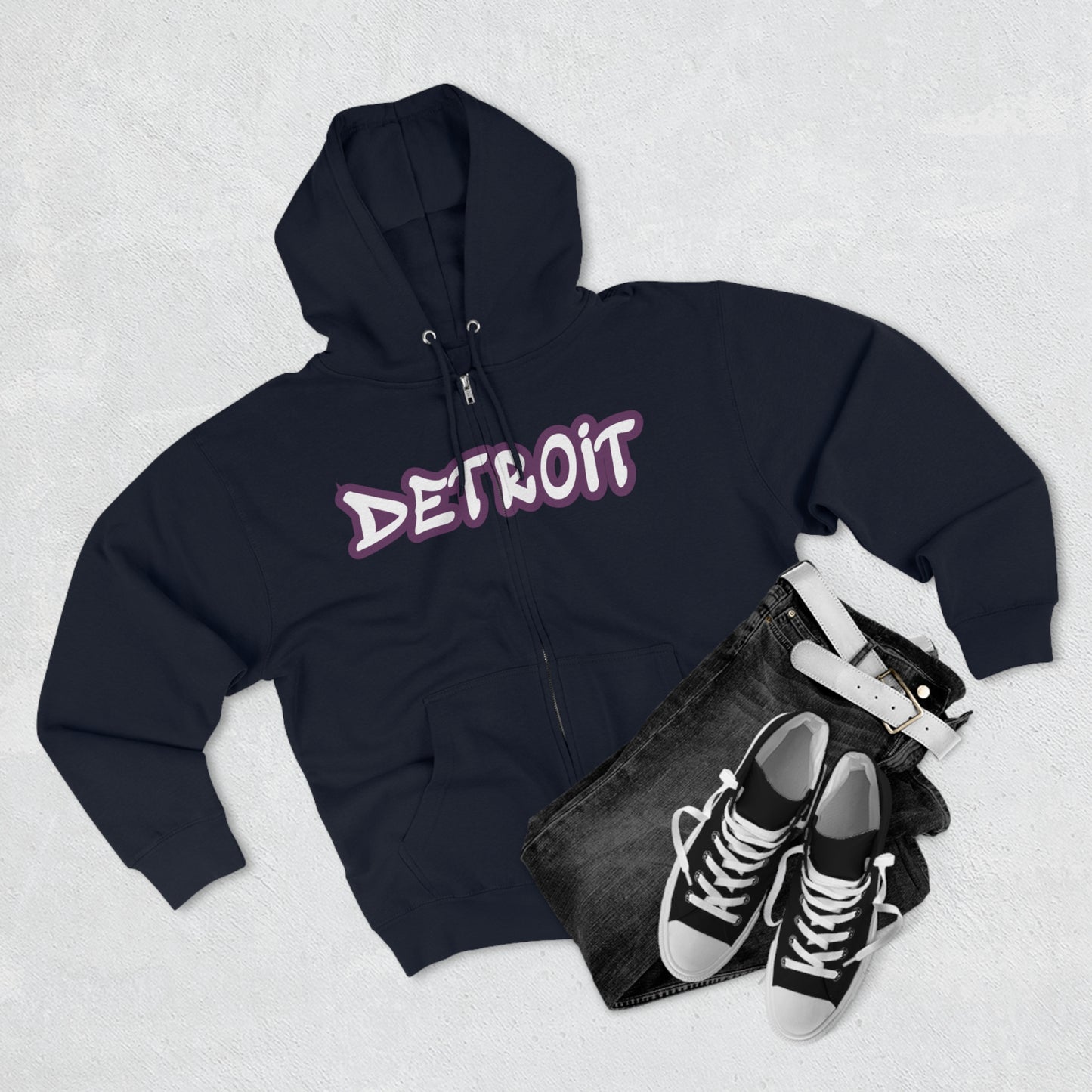 Detroit' Hoodie (Plum Tag Font) | Unisex Full Zip