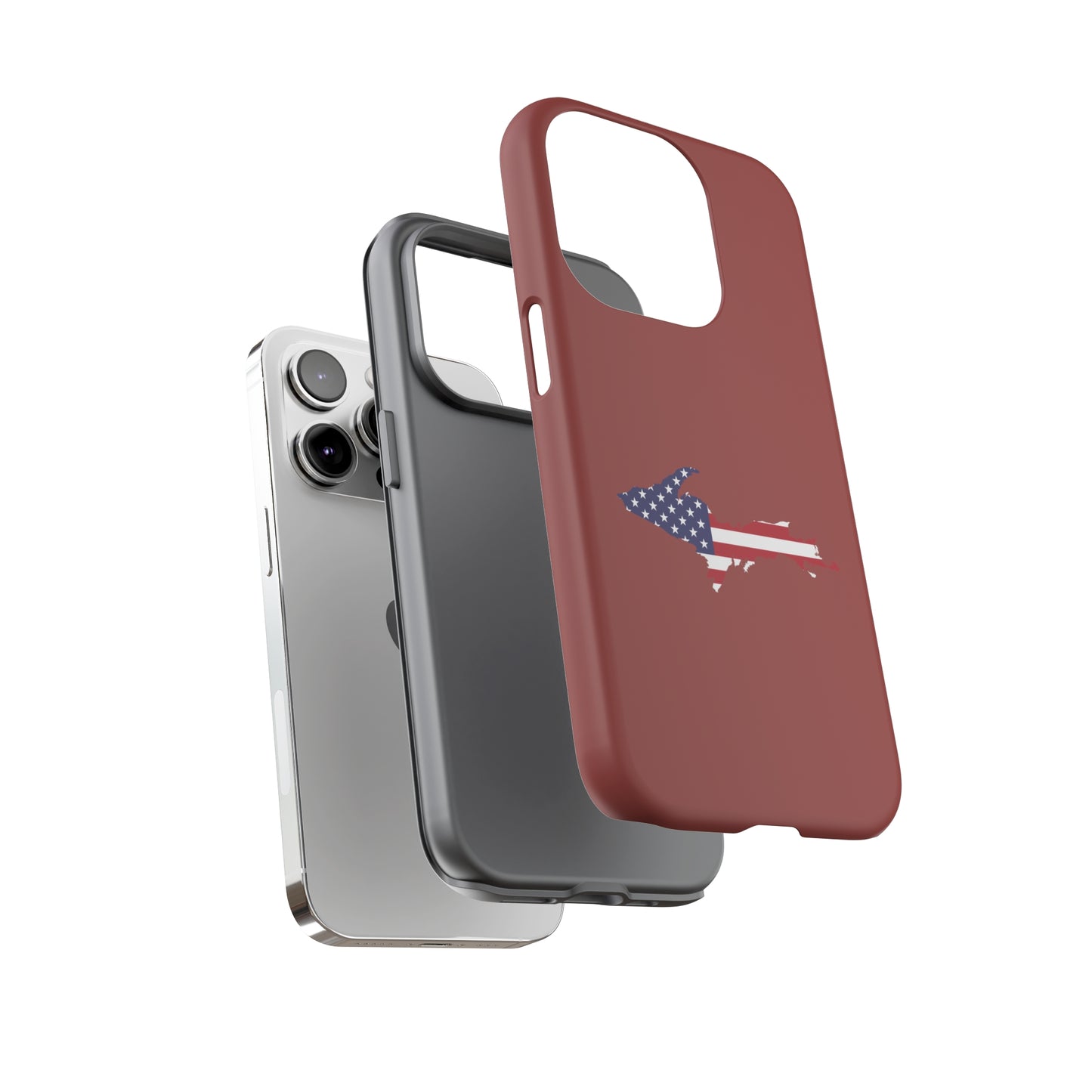 Michigan Upper Peninsula Tough Phone Case (Ore Dock Red w/ UP USA Flag Outline) | Apple iPhone