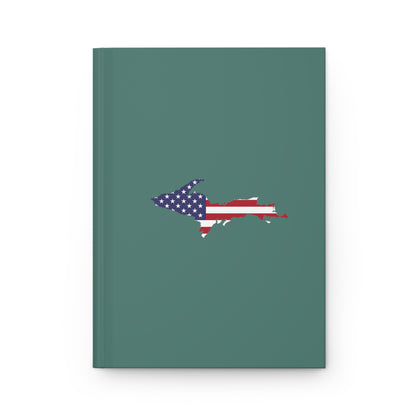 Michigan Upper Peninsula Hardcover Journal (w/ UP USA Flag) | Ruled - Copper Green