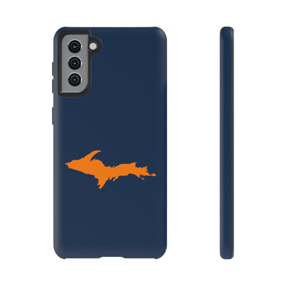 Michigan Upper Peninsula Tough Phone Case (Navy w/ Orange UP Outline) | Samsung & Pixel Android