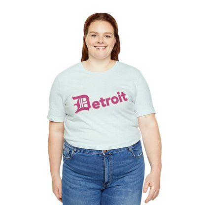 'Detroit' T-Shirt (Apple Blossom Pink w/ Old English 'D') | Unisex Standard