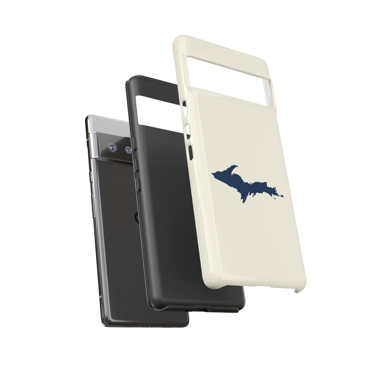 Michigan Upper Peninsula Tough Phone Case (Ivory w/ Navy UP Outline) | Samsung & Pixel Android