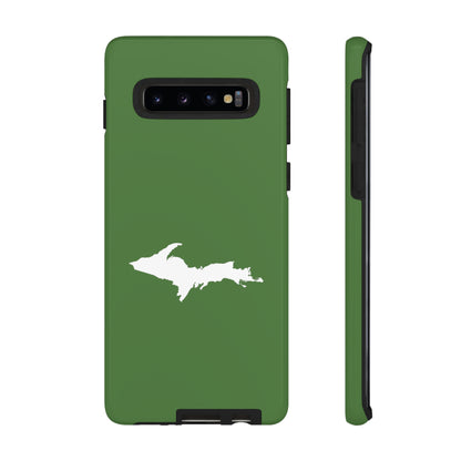 Michigan Upper Peninsula Tough Phone Case (Pine Green w/ UP Outline) | Samsung & Pixel Android