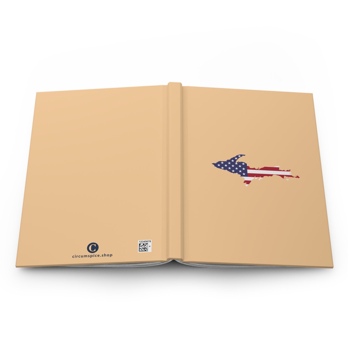 Michigan Upper Peninsula Hardcover Journal (w/ UP USA Flag) | Ruled - Pale Apricot