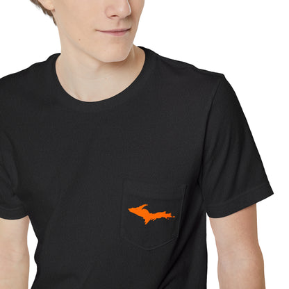 Michigan Upper Peninsula Pocket T-Shirt (w/ Orange UP Outline) | Unisex Standard