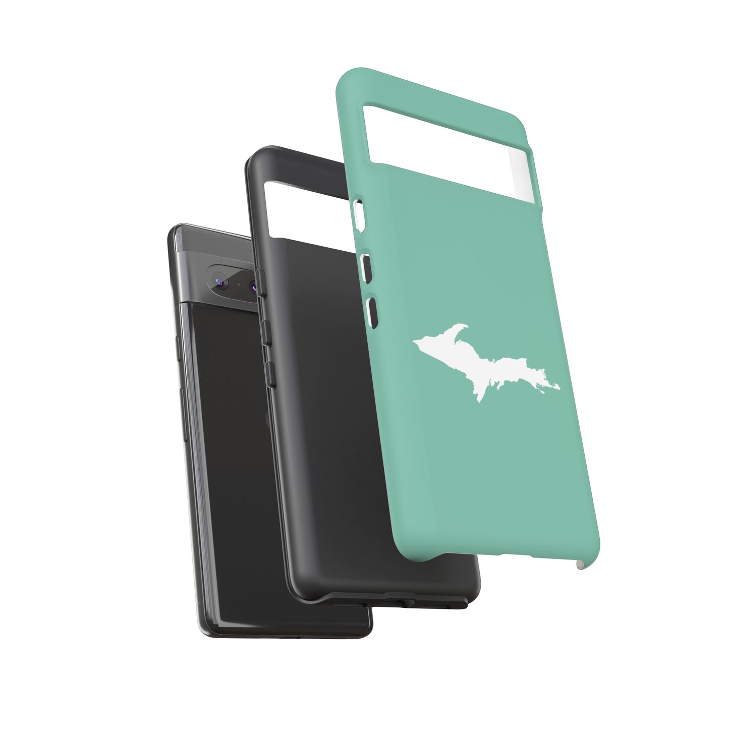 Michigan Upper Peninsula Tough Phone Case ('64 Metallic Mint Green w/ UP Outline) | Samsung & Pixel Android