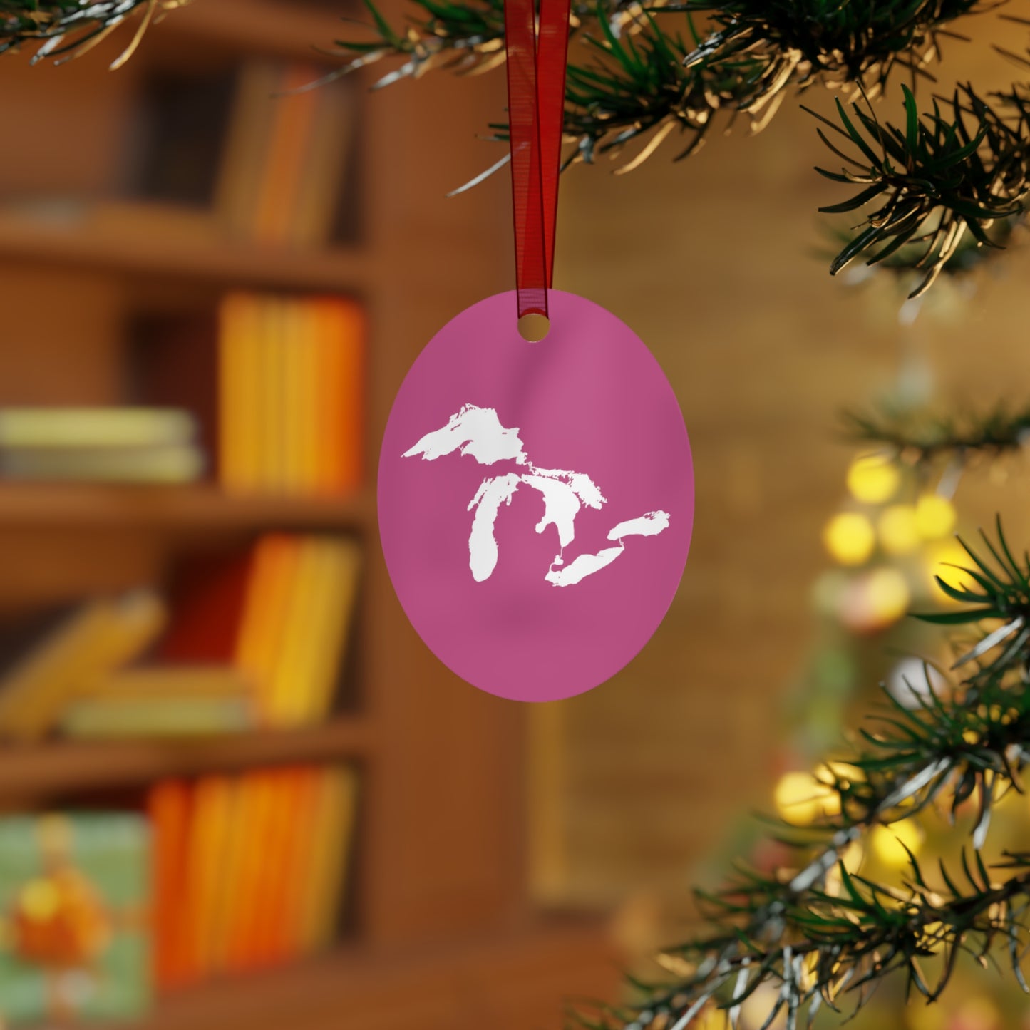 Great Lakes Christmas Ornament | Metal - Apple Blossom Pink