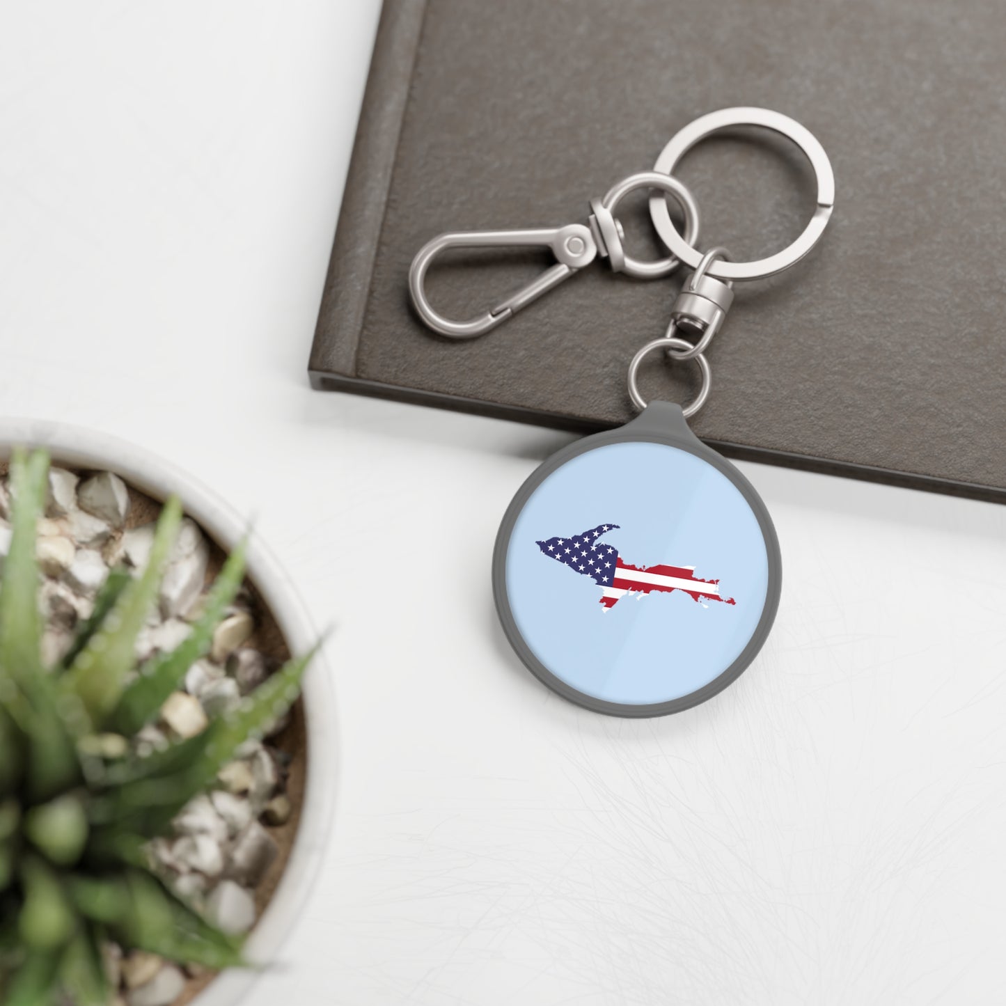 Michigan Upper Peninsula Keyring (w/ UP USA Flag) | Light Blue