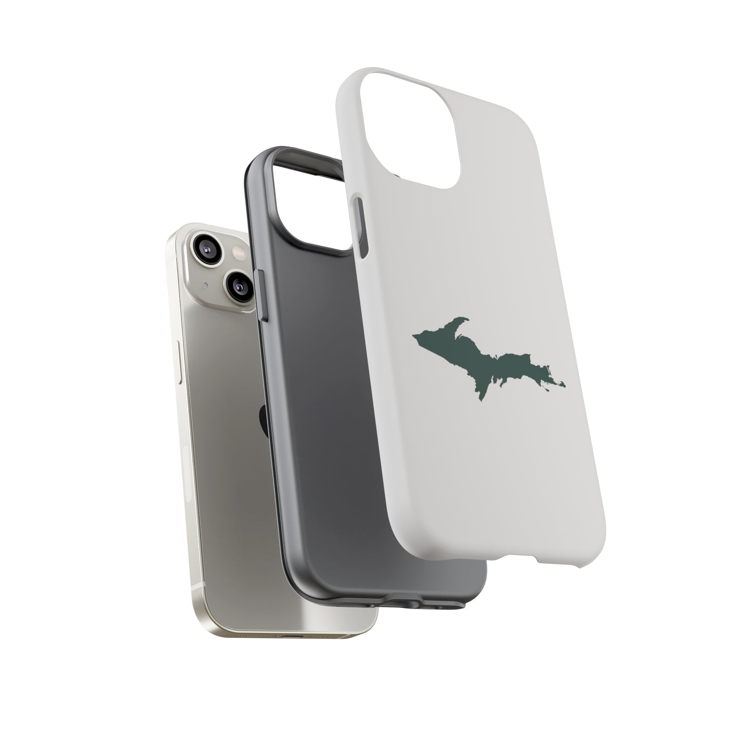 Michigan Upper Peninsula Tough Phone Case (Birch Bark White w/ Green UP Outline) | Apple iPhone