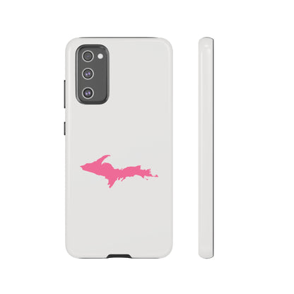 Michigan Upper Peninsula Tough Phone Case (Birch Bark White w/ Pink UP Outline) | Samsung & Pixel Android