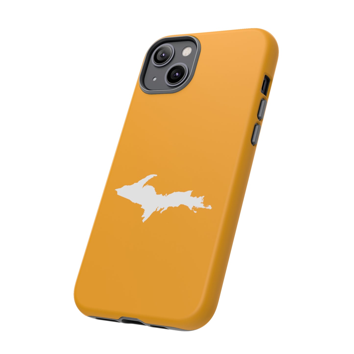 Michigan Upper Peninsula Tough Phone Case (Autumn Birch Leaf Color w/ UP Outline) | Apple iPhone