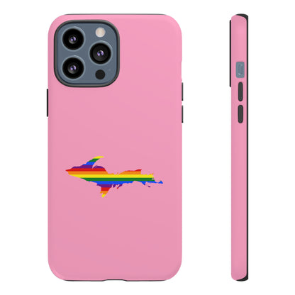 Michigan Upper Peninsula Tough Phone Case ('67 Pink Caddie w/ UP Pride Flag Outline) | Apple iPhone