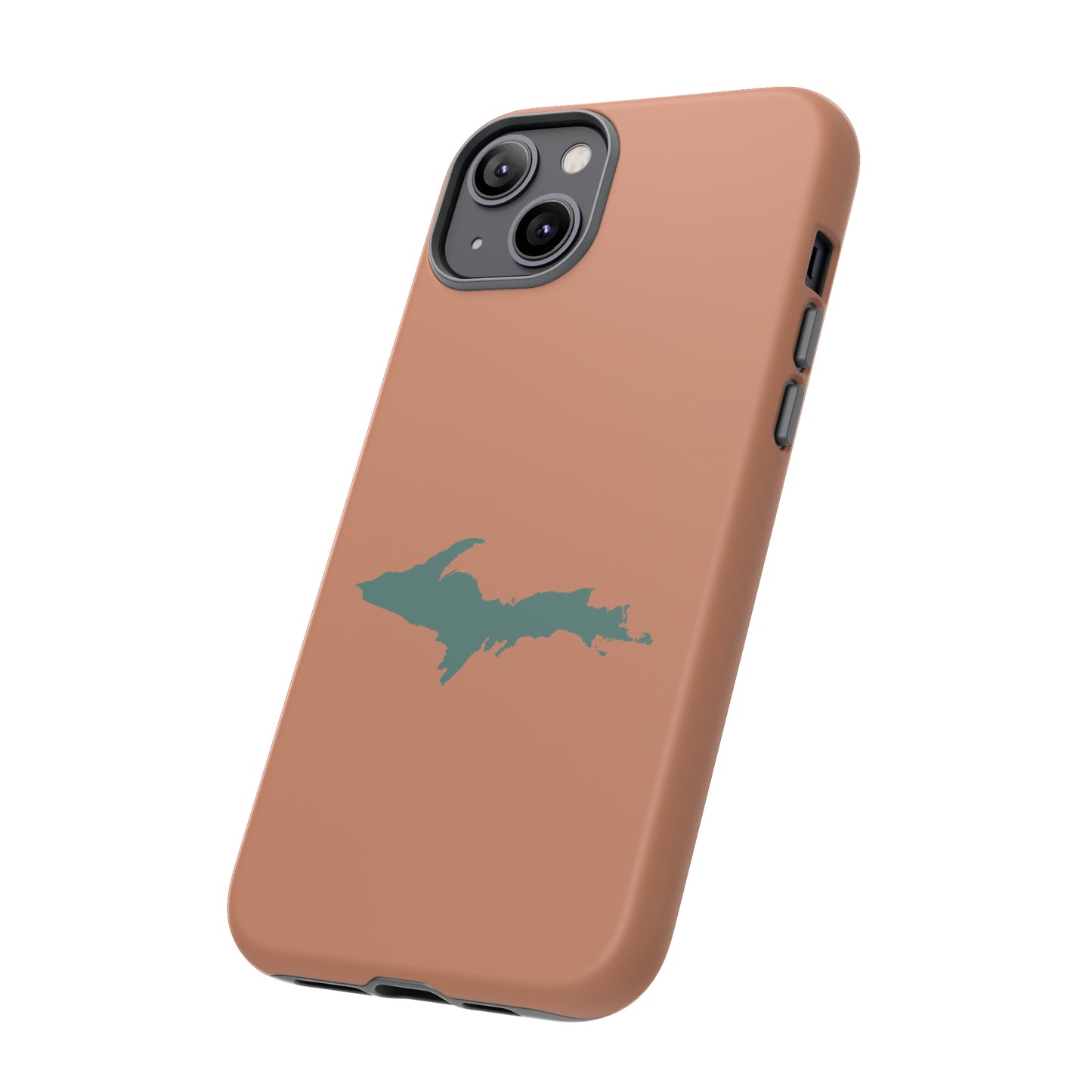 Michigan Upper Peninsula Tough Phone Case (Copper Color w/ Copper Green UP Outline) | Apple iPhone