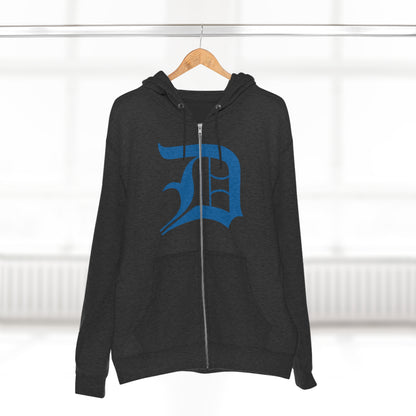 Detroit 'Old English D' Hoodie (Full-Body Azure) | Unisex Full Zip